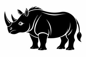 Fototapeta premium rhinoceros silhouette line art vector illustration with a white background