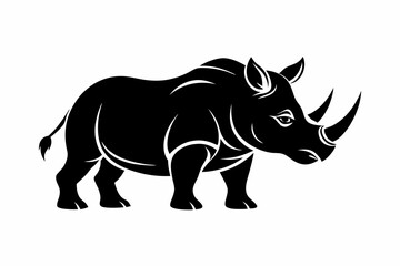 rhinoceros silhouette line art vector illustration with a white background