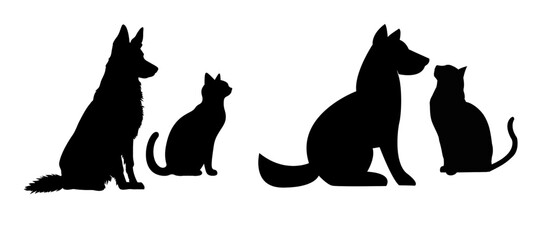 A Set of Cat and Dog Silhouette  