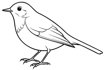 robin silhouette line art vector illustration with a white background