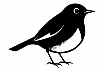 robin silhouette line art vector illustration with a white background