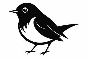 robin silhouette line art vector illustration with a white background