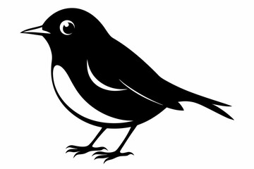 robin silhouette line art vector illustration with a white background