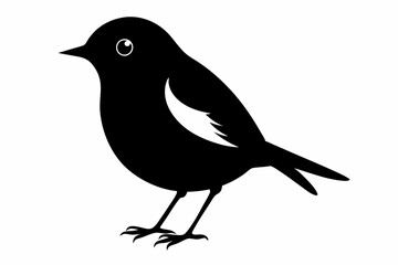 robin silhouette line art vector illustration with a white background