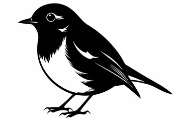 robin silhouette line art vector illustration with a white background
