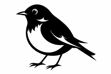robin silhouette line art vector illustration with a white background