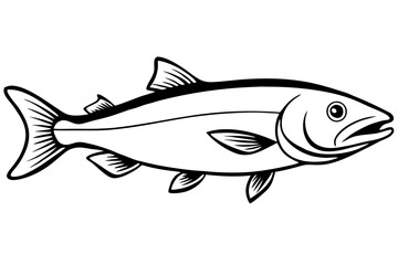 salmon silhouette line art vector illustration with a white background