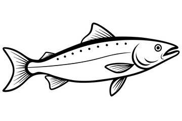 salmon silhouette line art vector illustration with a white background