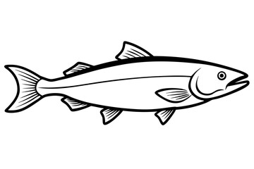 salmon silhouette line art vector illustration with a white background