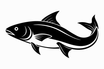 salmon silhouette line art vector illustration with a white background