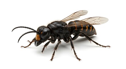 Closeup of a Japanese Giant Hornet on White