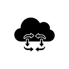 Cloud with arrows flowing from it representing data exchange
