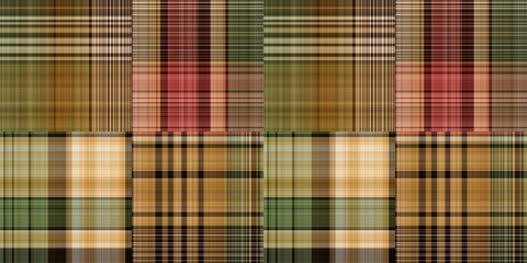 Warm fall gingham tartan check seamless border pattern. Woven classic variegated ombre check ribbon trim. Repeatable banner for washing tape and for fashion edging design