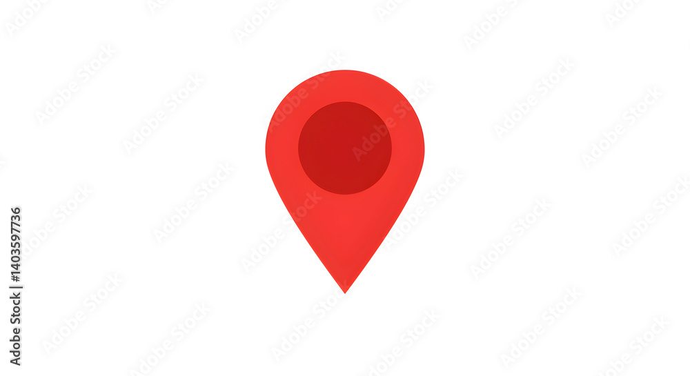 Poster red location pointer icon isolated on white background ideal for mapping application interface