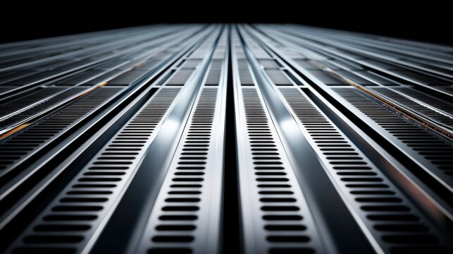 Parallel Metal Beams with Ventilation Slits Perspective View