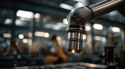Close-Up of Robotic Arm in Factory