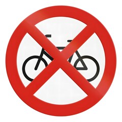 Prohibited Bicycle Symbol on Round Red Sign