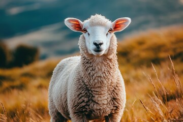 Obraz premium Sheep in field, golden hour