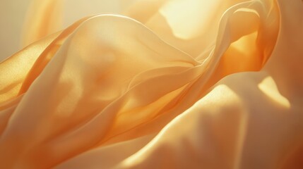 Obraz premium Soft flowing fabric in warm tones creating an elegant and serene atmosphere for design projects and backgrounds, showcasing texture and light, fabric art concept