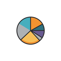 Fototapeta premium Financial Insights: A detailed pie chart representing different financial data, using a variety of colors. It is a clear illustration of financial information.