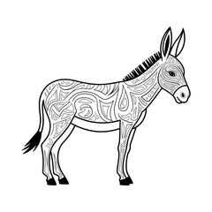 A black and white zebra illustration line art of a coloring page