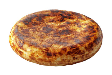 Perfectly charred flatbread rustic golden brown crust delicious baked bread isolated on black