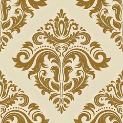 Fototapeta premium Seamless Damask Pattern Gold Floral Wallpaper Design