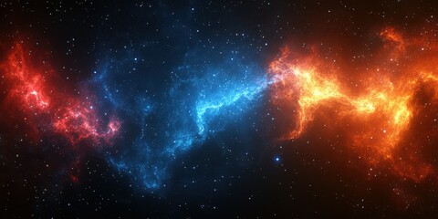 Obraz premium Colorful interstellar clouds showcasing vibrant cosmic gases in deep space atmosphere