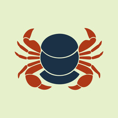 Geometric crab logo design with symmetrical shell and claws in modern vector style