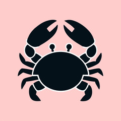 Cute cartoon crab icon in colorful flat vector style for beach theme
