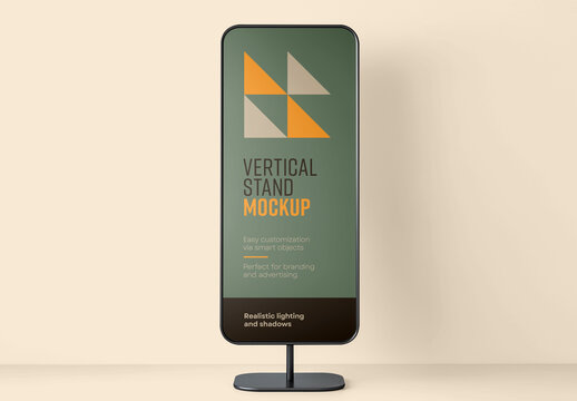 Realistic Vertical Stand Mockup for Indoor Advertising and Branding Presentations &mdash; with Smart Object Integration

