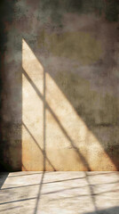 Obraz premium Sunlight casting shadows in an empty room abandoned building interior light play minimalist perspective artistic concept