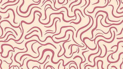 Obraz premium Seamless wavy line pattern with curvy abstract squiggles in a psychedelic wiggle design. Flat vector illustration isolated on white background.