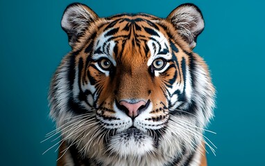 Tiger Portrait Teal Studio
