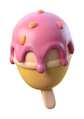 pink ice cream 3d icon