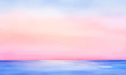 Gardinen 穏やかな夕暮れ時の空と海の風景 パステルカラーのグラデーションが美しい 水平線とシンプルなデザイン © xiongku
