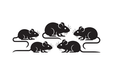 Four Simple Black Silhouette Mice Icons