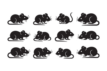 Seamless Pattern of Silhouetted Mouse Illustrations
