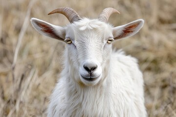White goat in field
