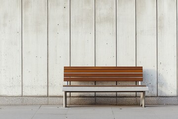 Modern bench against a light gray wall