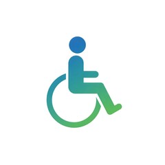 Blue and green gradient disabled person in wheelchair icon