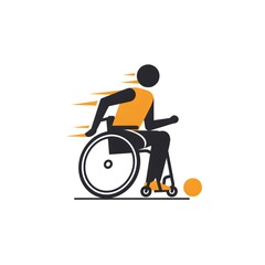 Fototapeta premium Paralympic athlete moving fast in wheelchair playing sport