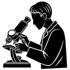 A silhouette of a person holding a microscope slide up to the light for closer inspection
