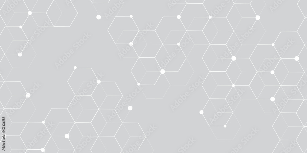 Fototapete white and grey technology hexagonal abstract background. Abstract gradient hexagon digital technology background. Vector abstract graphic design banner pattern presentation background web template.	
