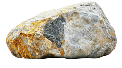 Isolated geological rock formation showcasing textural variations on black backdrop