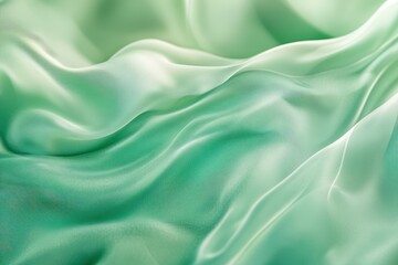 Obraz premium Elegant flowing silk fabric in soft green tones showcasing texture and movement for fashion design and textile industry inspiration fabric design concept