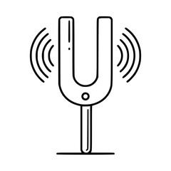 Super Simple Stroke Line Art of Tuning Fork Drawing - Medical and Musical Instrument