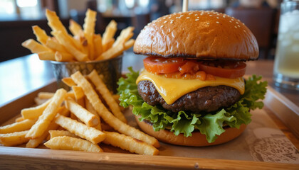 burger and fries