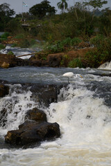 Iguazu waterfalls in overcast weather. High quality photo