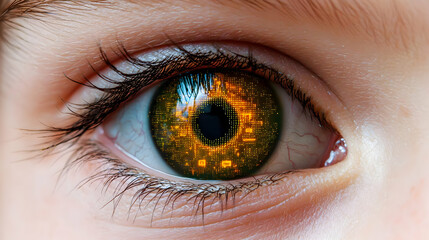 Close Up Of Futuristic Glowing Human Eye